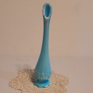 Fenton Sky Blue Slag Glass Swung Vase 11 Inches